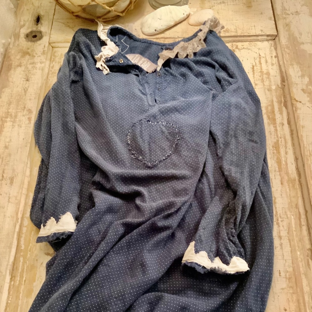 NWOT Magnolia Pearl, Navy dot Eudora Dress. Pristine - Picture 4 of 12